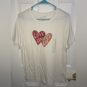Size M, white, united threads brand shirt, brand new